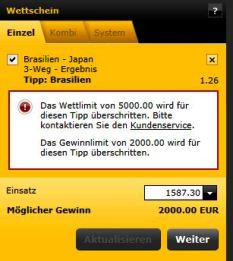 Maximalgewinn bei Bwin Sportwetten