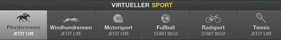 Übersicht der virtuellen Sportwetten beim Wettanbieter Bet365