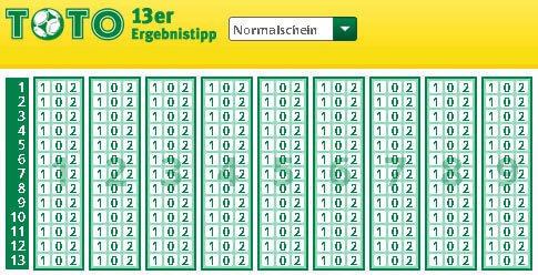 Digitaler Wettschein zur 13er Ergebniswette