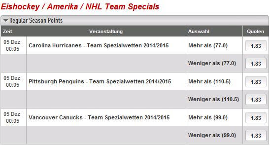 Ladbrokes Eishockey Spezialwetten