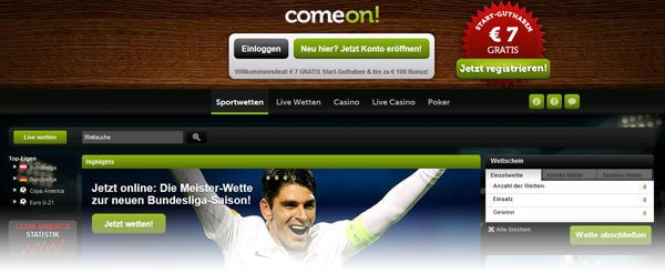 zum ComeOn Testbericht ComeOn Wettseite