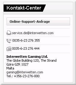 Interwetten Kundendienst Kontaktdaten