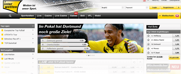 Interwetten Website Screenshot