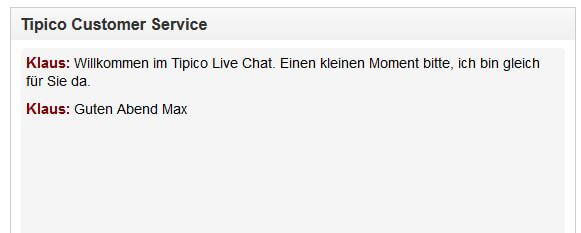 Live Chat im Kundendienst von Tipico Sportwetten Tipico Sportwetten Kundenservice Chat