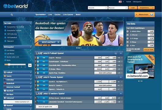 Zur Website von Betworld Screenshot der Wettseite von Betworld
