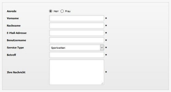 Interwetten Serviceformular Serviceformular Interwetten Kundendienst