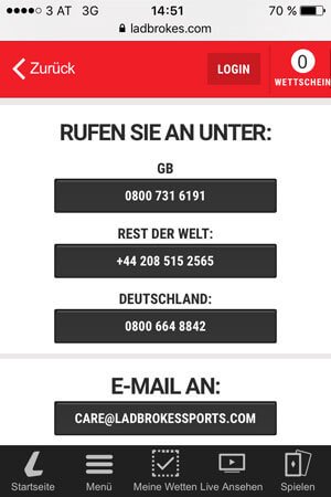 Ladbrokes Kundenservice