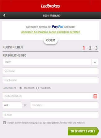 Ladbrokes Wettkonto eröffnen