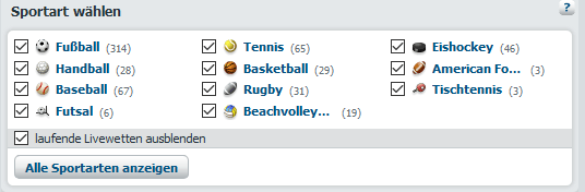 Sportarten Überblick bei den Live Wetten von Bet-at-home