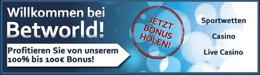 jetzt bei Betworld registrieren und 100€-Bonus kassieren! betworld-bonus