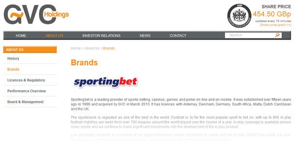 Sportingbet ist Teil der GVC Holding