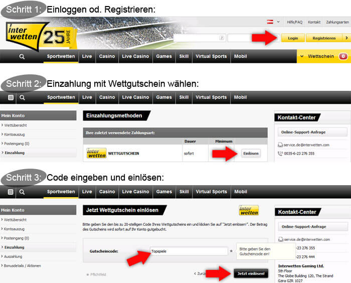 Wettgutschein einlösen bei Interwetten