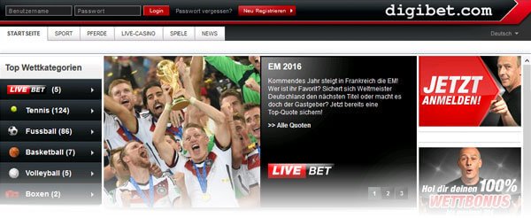 Digibet Wettseite Digibet Screenshot