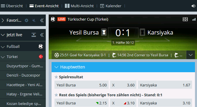 Sportingbet Livewetten Fussball im Sportwetten Test