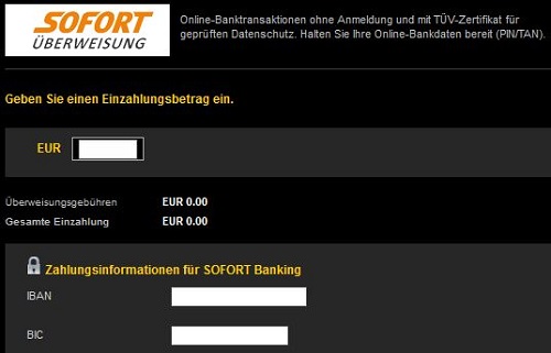 Einzahlung Bwin Sofortüberweisung