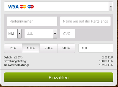 Einzahlung Maestro Comeon