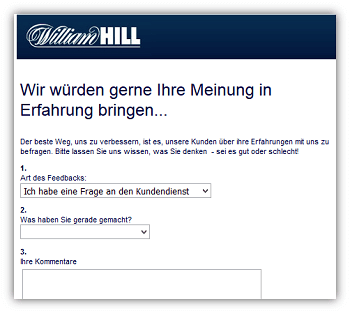 William Hill Online Formular