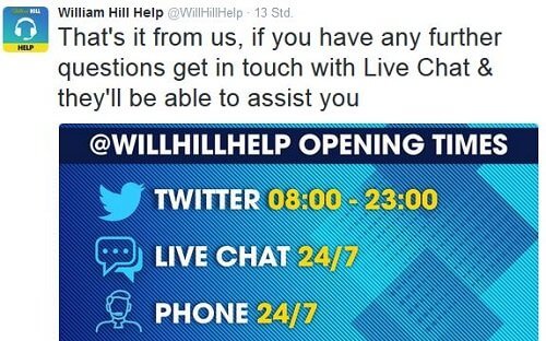 william Hill Twitter help