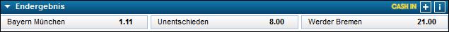 Bayern - Bremen William Hill Quoten