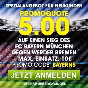 Erhöhte Bayern-Quote William Hill