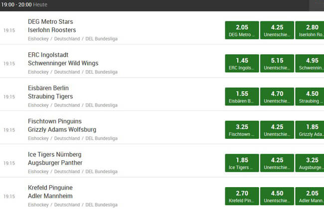 Wetten auf die DEL bei Unibet