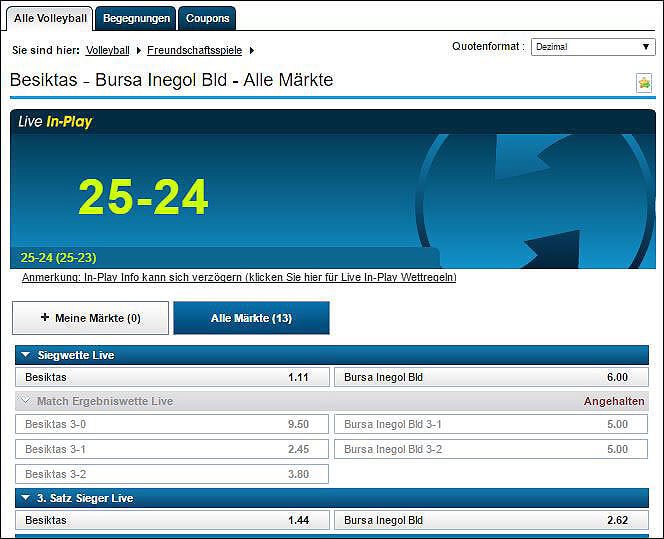 Volleyball William Hill Livewetten im Sportwetten Test