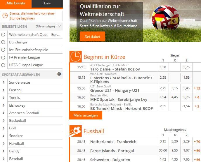 Betsson Wettangebot Uebersicht