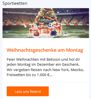 Betsson Weihnachtsgeschenke