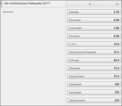 Eishockey WM Siegerquoten