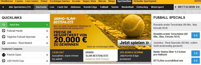Webseite Betfair