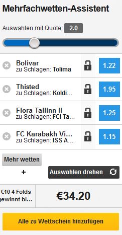 Mehrfachwetten Assistent bei Betfair