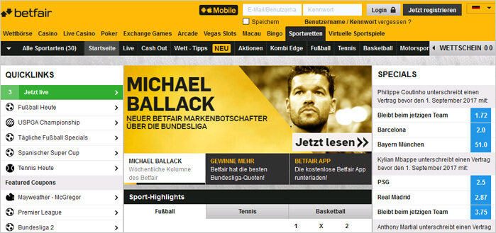 Michael Ballack und Betfair