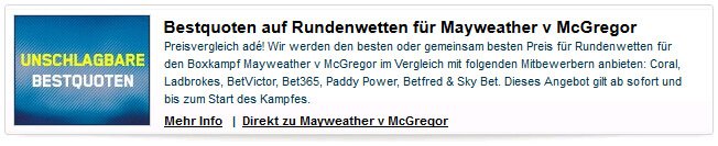 William Hill Bestquotengarantie zu Mayweather - McGregor