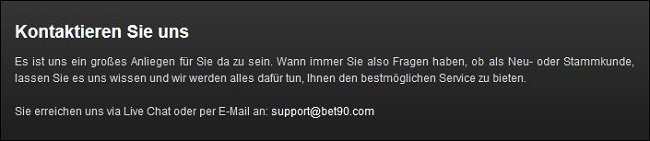 Bet90 Kundendienst