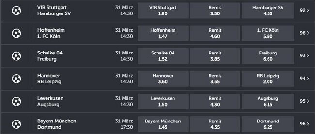 Bundesliga Wettquoten ComeOn