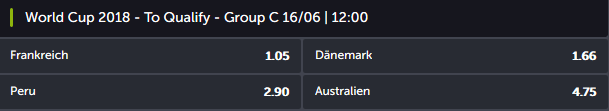 Peru Spezialwette WM 2018 Gruppe C