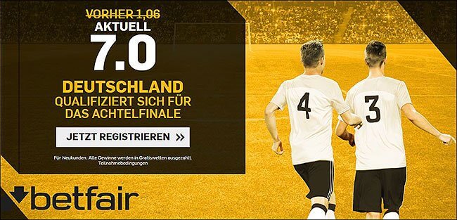 Grafik zu Betfair Quotenboost WM 2018 Deutschland erreicht Achtelfinale