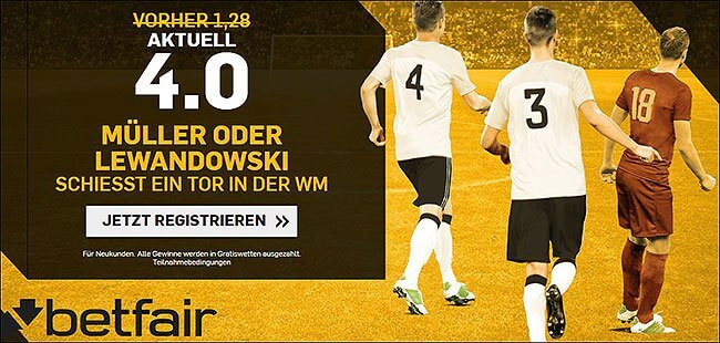 Screenshot zu Betfair Quotenboost WM 2018 Mueller oder Lewandowski treffen