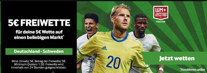 WM 2018 Gratiswette Deutschland - Schweden bei Betway