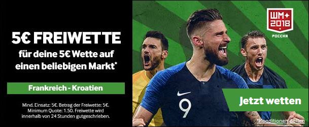 Jetzt bei Betway auf das WM-Finale wetten und 5€ Freiwette abholen! Betway: Freiwette zum WM-Finale