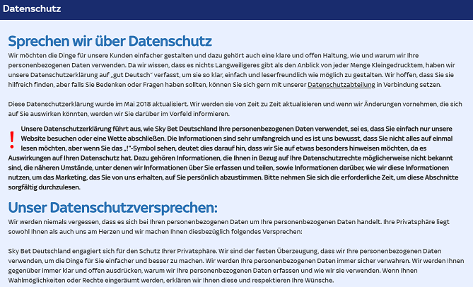 Sky Bet Datenschutz