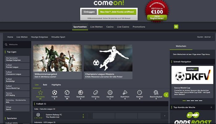 zum ComeOn Testbericht ComeOn Wettseite