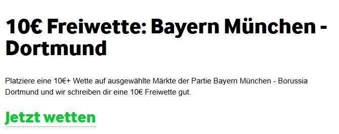 10 Euro Freiwette Bayern Dortmund