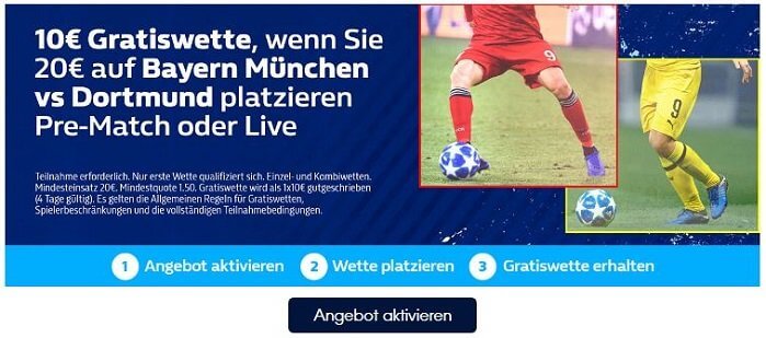 William Hill Bayern Dortmund Gratiswette