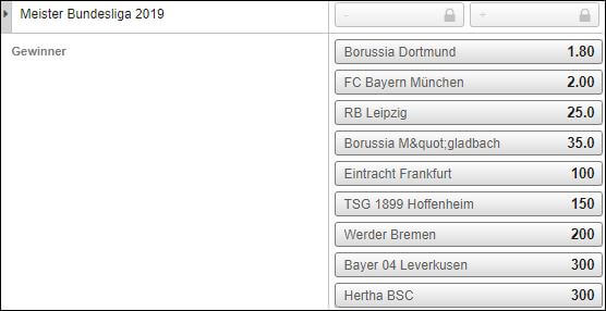 Bundesliga Meisterquoten Bet3000