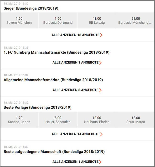 Langzeitwetten Bundesliga LeoVegas