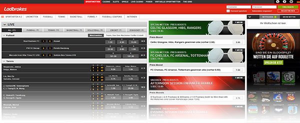 Ladbrokes Wettseite Ladbrokes Screenshot