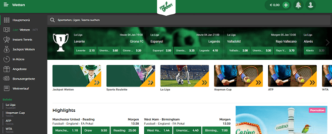 Startseite von Mr Green