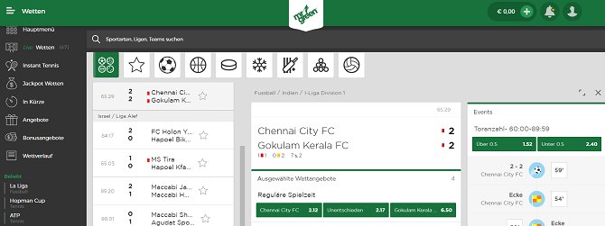 Livewetten bei Mr Green