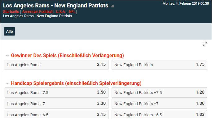 Betano Wettquoten NFL